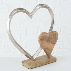 Herz Dokoaufsteller aus Mangoholz Aluminium Hochzeit  28 cm x 23 cm