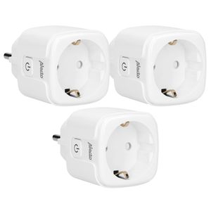 Alecto SMART-PLUG20 - Smarter WLAN-Zwischenstecker mit Stromzähler, 16 A, 3680 W, 3er-Pack, Weiß