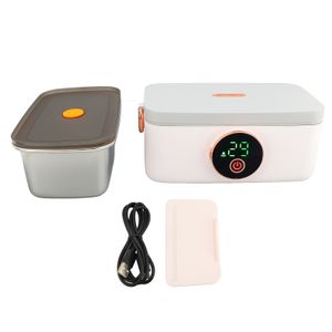 Elektrický box na oběd, objem 1 litr, dobíjení přes USB, přenosný, bezdrátový, vyhřívaný
