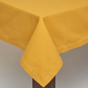 HOMESCAPES Tischdecke senfgelb 100% Baumwolle, 137 x 178 cm