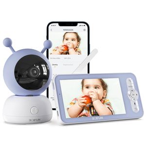 BOIFUN Babyphone mit Kamera 1080P, 5" Babyfon Video, PTZ 355°, Bewegungs und Geräuscherkennung, Temperatur und Luftfeuchtigkeitsüberwachung