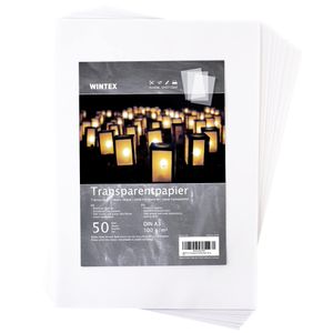 WINTEX 50 Blatt Transparentpapier DIN A3, 100 g/qm, weiß & bedruckbar – transparentes Bastelpapier, Pauspapier, Architektenpapier, Tracing Paper, Laternenpapier