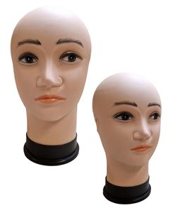 2er Set Perückenkopf Männlich - 28 cm Dekokopf - Schaufensterkopf Mann für Perücken - Männliches Kopf-Mannequin ohne Haare - Schaufenster Puppen Kopf für Hut-/Brillen-Präsentation - 2 Stück