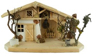 Detská postieľka, vianočná postieľka "Himmelgarten" ručne vyrobená s 10 ručne maľovanými figúrkami detskej postieľky Rozmery postieľky: cca 45x20x22 cm, rozmery figúrok: cca 8 cm