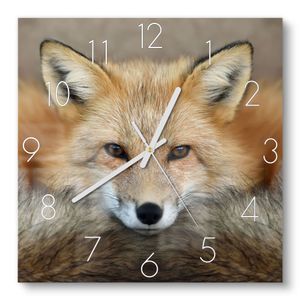 DEQORI Glasuhr 30x30 cm Zahlen 'Reineke, der Fuchs' Wanduhr Glas Uhr Design leise