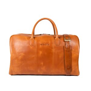 NEGOTIA Delta - Kožená cestovní taška Premium - Víkendová taška pro muže a ženy - Víkendová taška - Taška Duffel - Kožená sportovní taška - Hnědá