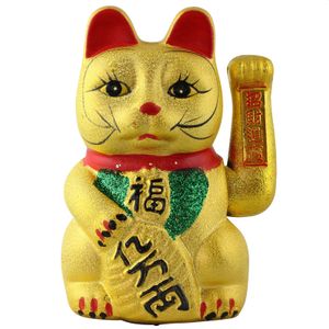 Glückskatze - Maneki-neko - Winkekatze aus Keramik - 26cm - gold