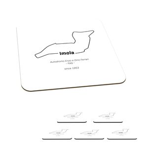 MuchoWow® Sklenený podtácek Štvorcová sada 6 kusov Imola - Formula 1 - Circuit 10x10x0.3cm Podložky pod poháre - podložky pod nápoje - ochrana
