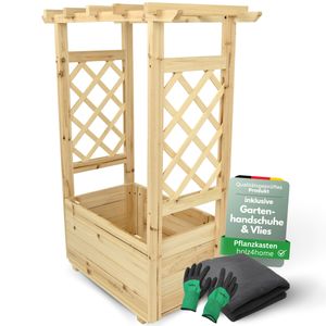 holz4home® Pflanzkasten S mit Dach aus Tannenholz inkl. Vlieseinlage I Blumenkasten für Garten, Terrasse I Pflanzkübel Blumenkübel Rankgitter