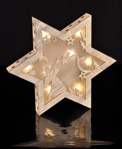 Holzstern ca. 35 x 4,5 x 35 cm mit Weihnachtskulisse