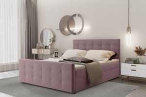 Skriňová posteľ 100x200 s podnožou a matracom + topper, posteľ do spálne AMOR Pink