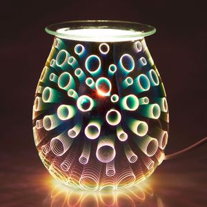 3D Kreis Glas Duftlampe Elektrische Aromalampe Duftaroma Kerzen Ölbrenner Wachs Schmelze Wärmer