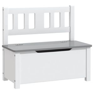 Möbel - CLORIS Kinderbank mit Stauraum Weiß und Grau 60x30x55 cm MDF, 8,45 kg 10407