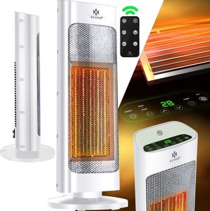 KESSER® Heizlüfter mit Fernbedienung energiesparend leise 2000W Keramik Heizstrahler Standheizstrahler 15-30°C - Schnellheizer mit 80° Oszillationsfunktion 24h Timer  Heizung Turmheizstrahler