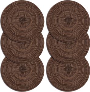 Platzdeckchen, rund gewebte Tischsets Set von 6 hitzebeständig, rutschfest, waschbar, geflochtene Baumwolle, Esstischmatten für Esszimmer, Küchentisch