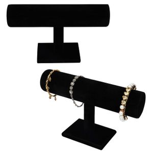 BELLE VOUS Armbandhalter - Packung mit 2 Samt Schmuckständer mit 22 x 7 für Armbänder, Uhren, Halsketten - Uhrenständer für Frauen (Schwarz)