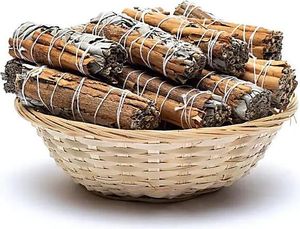 Weißer Salbei Smudge mit Zimt S pro 24 Stück im Korb -- ±10–11 cm; ±25-35 g