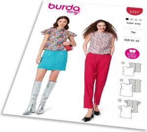 Střih Burda 5727 - Halenka s propínáním na zádech, top bez rukávů, crop top