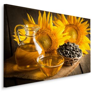 Fabelhafte Canvas LEINWAND BILDER 40x30 cm XXL Kunstdruck Sonnenblumen Öl Kerne