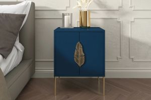Merlin mit dekorativem Griff / Nachttisch, Beistelltisch Mit Goldenen Details / 54 Cm / Marineblau