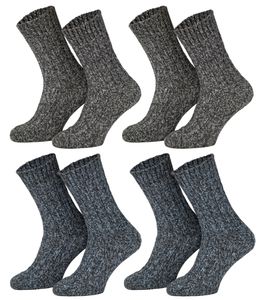 Tobeni 4 Paar warme Damen Herren Norweger Socken Wintersocken Schafwollsocken vorgewaschen Uni, Farbe:2x Anthrazit 2x Marine, Grösse:47-50