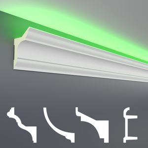 HEXIM LED Stuckleisten Sparpakete - Indirekte Beleuchtung mit Deckenleisten aus PU, leicht & lichtundurchlässig- (20m LED-4) Zierleisten Zubehör Wand
