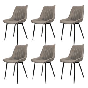6er Set Esszimmerstühle Küchenstuhl Polsterstuhl mit Metallbeinen  Kunstlederbezug bis 120 kg belastbar Braun