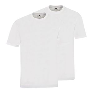 hajo Herren T-Shirt, 2er Pack - Basic, Kurzarm, Rundhals, Baumwolle, uni Weiß S