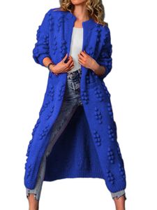 Frauen Verdicken Die Mantelfeiertagsfärbemanteile Baggy Strick-Outwear,Farbe:Blau,Größe:Xl