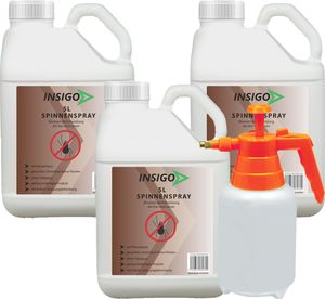 INSIGO 3x5L + 2L Sprüher Anti Spinnenspray Spinnenmittel Spinnenabwehr gegen Spinnen-Bekämpfung Spinnen vertreiben Schutz Zecken Ungeziefer