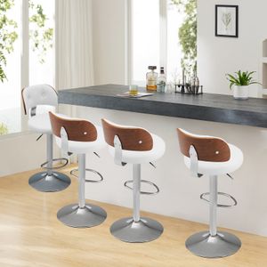 Barhocker Barstuhl Drehstuhl mit Fußstützen, Moderne Kunstleder, höhenverstellbar,4 St,Weiß