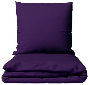 Bettwäsche 155x220 + 80x80 cm Baumwolle Renforce Lila Uni mit Reißverschluss, 2-tlg