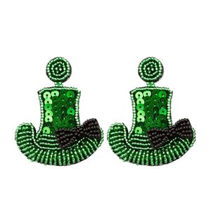 St. Patrick's Day Ohrringe für Frauen, handgefertigt, grüne Glückshut-Tropfen-Ohrringe, Valentinstagsgeschenk, irischer Feiertagsschmuck, Geschenk, Damen, grün