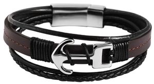 Akzent 5040093-001 Herren Lederarmband in braun/schwarz Edelstahl-Anker braun 23 cm