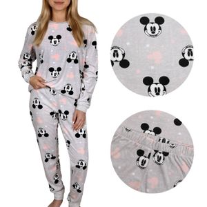 DISNEY Mickey Mouse Damen-Pyjama aus grauem Velours mit langen Ärmeln, plus size 4XL DISNEY Mickey Mouse Damen-Pyjama aus grauem Velours mit langen Ärmeln, plus size 4XL