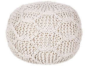 BELIANI Pouf Hellbeige aus Baumwolle Makramee 50 x 50 x 35 cm Rund Boho Stil Wohnaccessoires für Wohnzimmer Schlafzimmer Flur