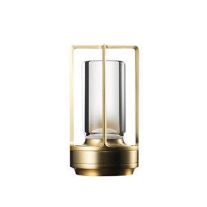 Kabellose dimmbare LED Akku Tischleuchte Touch Tischlampe Lampe Wohnzimmer Nachttischlampen Dreifarbiges Licht Gold1