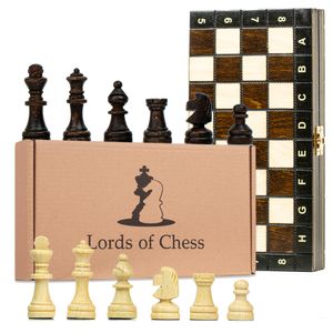 Schachspiel magnetisch Schach Schachbrett Holz 27x 27 cm - Chess Board Set Reiseschach klappbar mit Schachfiguren