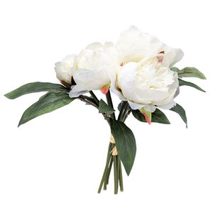 Pfingstrosen Strauß künstlich 30 cm - creme weiß - Deko Blumenstrauß gebunden - Strauß Kunst Päonie Dekorpflanze Kunstblumen Blumen Bouquet künstlich