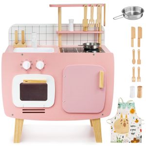 Kinderküche Rosalie kompakt aus Holz Spielzeug Küche Spielküche rosa für Kinder 