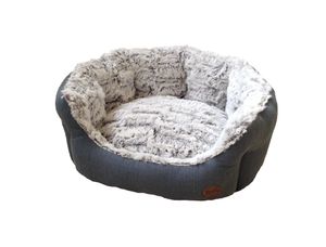 Nobby Hundebett Komfort Bett oval "CACHO", grau / blau, L x B x H: 55 x 50 x 21 cm; 60510