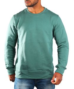 Young & Rich Herren Basic Sweatshirt Pullover lockere Passform oversize fit rundhals 1317, Grösse:XL, Farbe:Dunkelgrün