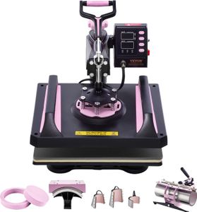VEVOR Hitzepresse, 12 x 15 Zoll, 8-in-1 Wärmeübertragungsmaschine mit 30 oz Tumbler-Presse, 360° wegschwenkbares digitales T-Shirt-Pressen, Teflonbeschichtung, Schwarz+Pink VEVOR Hitzepresse, 12 x 15 Zoll, 8-in-1 Wärmeübertragungsmaschine mit 30 oz Tumbler-Presse, 360° wegschwenkbares digitales T-Shirt-Pressen, Teflonbeschichtung, Schwarz+Pink