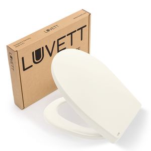 LUVETT® WC-Sitz Toilettendeckel Klositz C100 in 17 Farben mit Absenkautomatik, abnehmbar, Duroplast, antibakteriell, Farbe:Pergamon Weiß