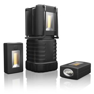 Brandson spritzwassergeschützte LED Campinglampe Laterne mit 2 abnehmbaren Taschenlampen