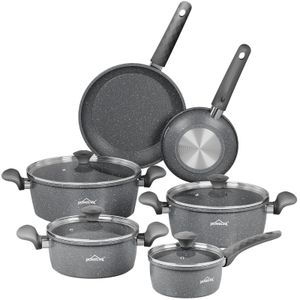 HOMELUX 10-Tlg Induktions Töpfe Set Antihaft Marmorbeschichtung Kochtopfset Pfannenset Topf & Pfannen Kochgeschirr-Set Mit Deckel, Grau, ohne PFOA HOMELUX 10-Tlg Induktions Töpfe Set Antihaft Marmorbeschichtung Kochtopfset Pfannenset Topf & Pfannen Kochgeschirr-Set Mit Deckel, Grau, ohne PFOA