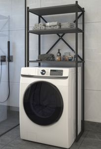 VCM Metall Überbauschrank Waschmaschine Überbau Schrank Waschmaschinenschrank Insasi Schwarz