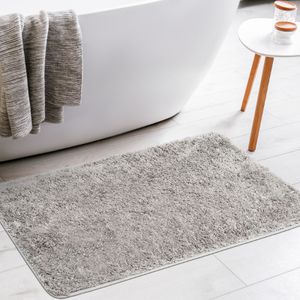 Mulisoft Badteppichmatte rutschfeste Badematten für Badewanne und Waschbecken maschinenwaschbare Badteppiche für Badezimmer (Hellgrau, 50 x 80 cm)