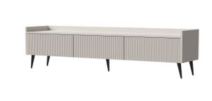 Albello TV-Lowboard Adenis RTV-Sideboard mit geriffelten Fronten – Moderner TV-Schrank für das Wohnzimmer, Beige Kaschmir Schwarz, 180 x 45 x 41 cm Albello TV-Lowboard Adenis RTV-Sideboard mit geriffelten Fronten – Moderner TV-Schrank für das Wohnzimmer, Beige Kaschmir Schwarz, 180 x 45 x 41 cm