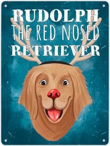 Rudolph the red nosed Retriever lustiges Metallschild XL in 21x28 cm